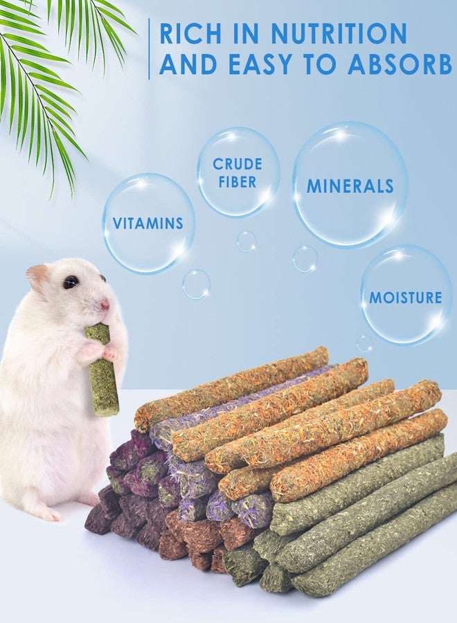 Bissap 36PCS Bunny Chew Sticks, Mixed Natural Timothy Hay Carrot Purple Potato Flowers Rabbit Treats for Bunny Chinchilla Guinea Pig Hamster and Other Small Animals Molar Snack Toy - Image 3